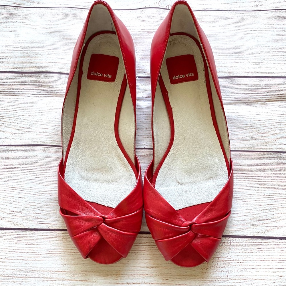 Dolce Vita red peephole flats